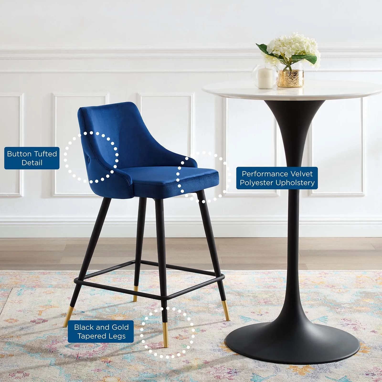 Adorn Performance Velvet Counter Bar Stool