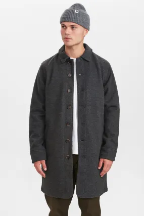 AKBJARKE WOOL LONG JACKET - Slate Black