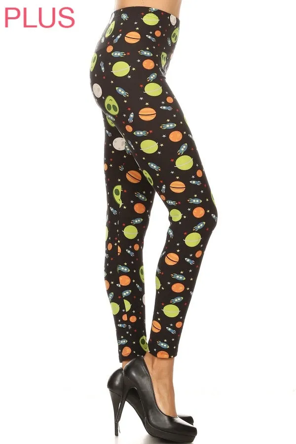 Alien Face Print Leggings