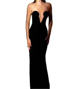 ANGELA Mesh Velvet Maxi Dress