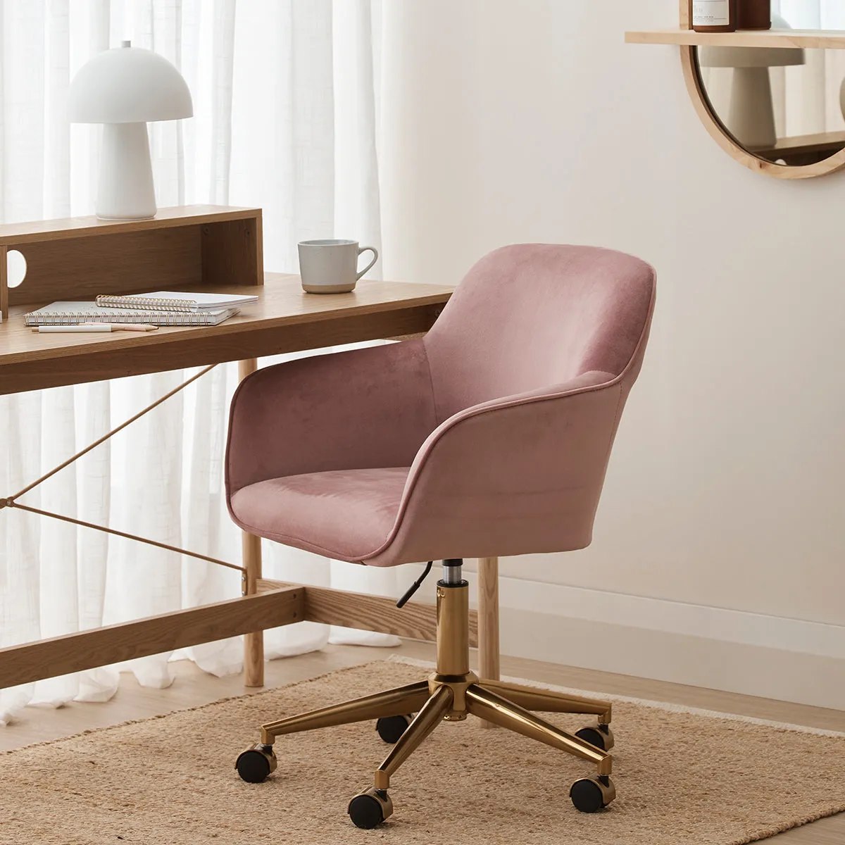 Ava Velvet Office Arm Chair