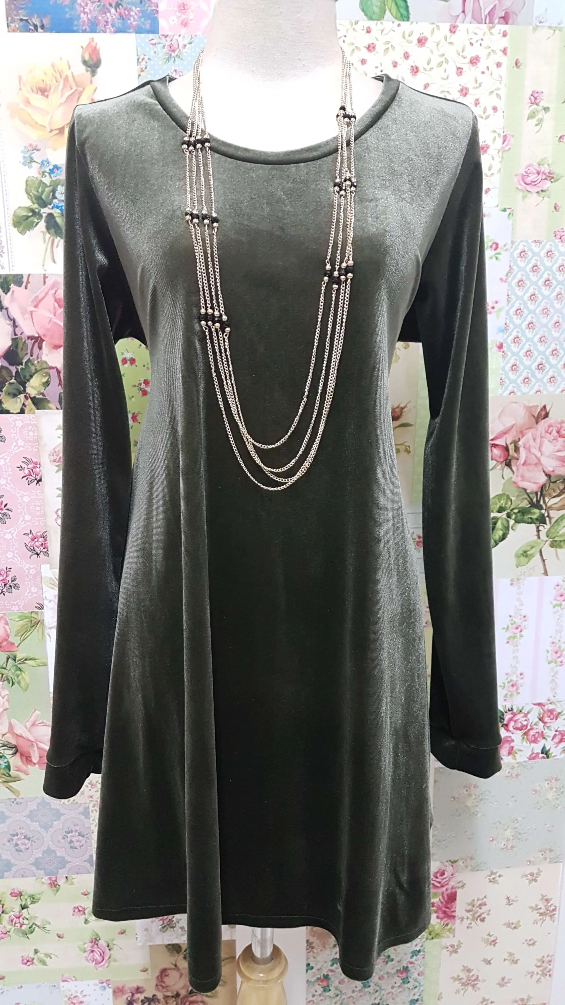 Avocado Green Velvet Top RS076