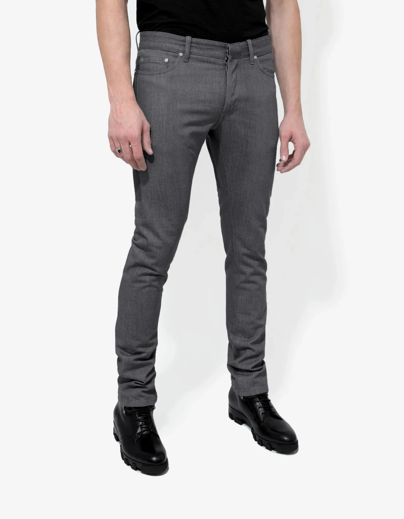 Balenciaga Grey Coated Panel Denim Jeans