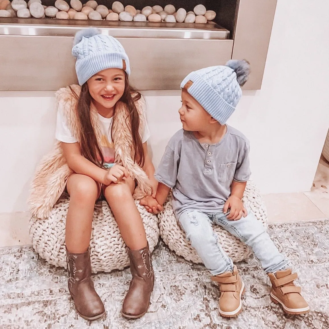 Beanie Knitted - Blue (Kids-Adults)