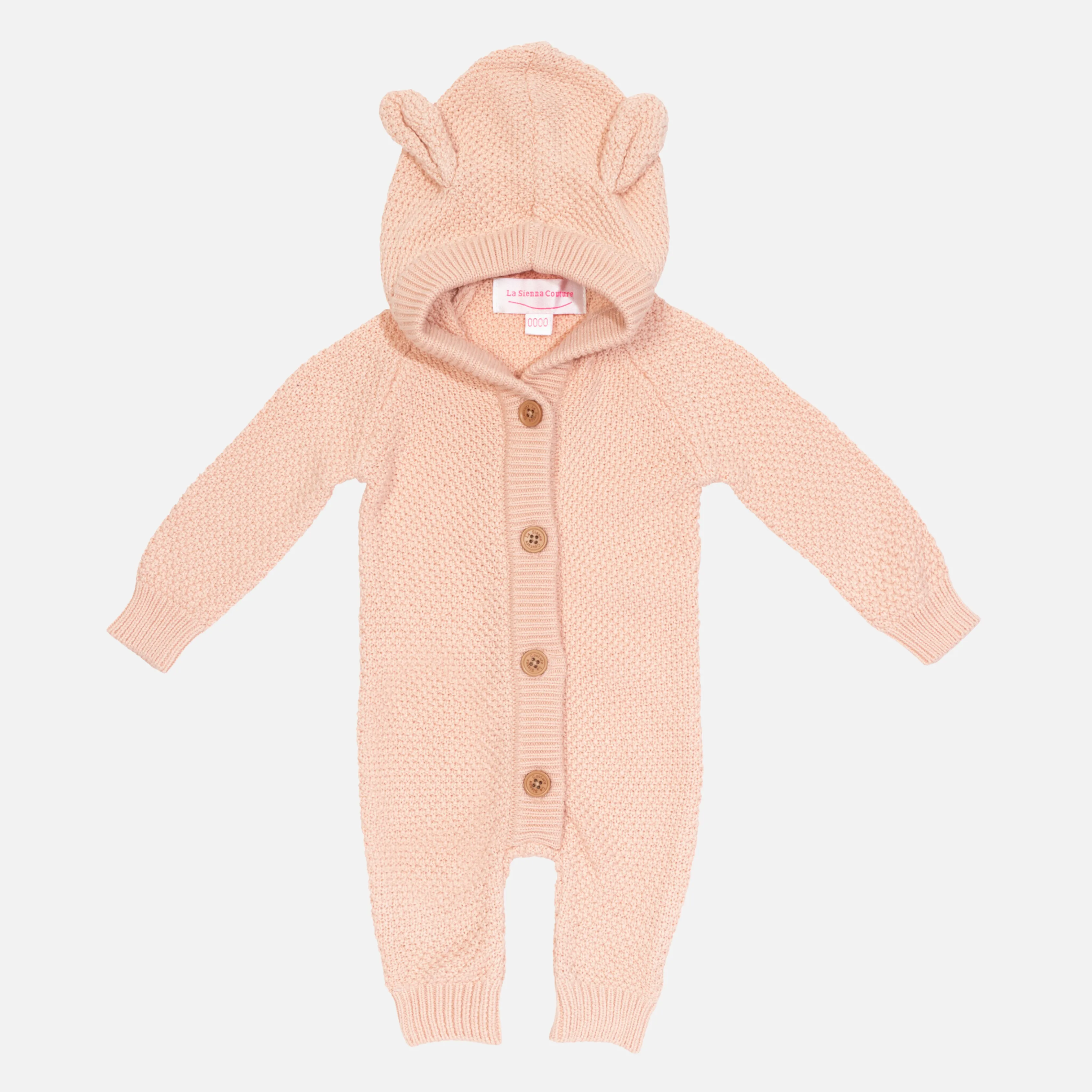 Bear Knitted Romper - Vintage Peach