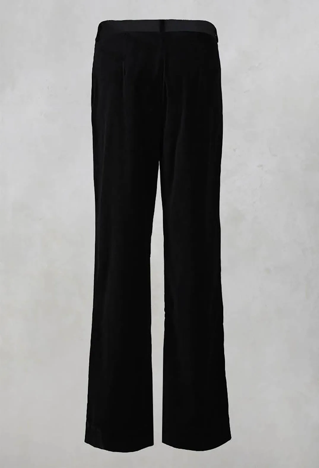 Belted Wide Leg Trousers in Black Velvet