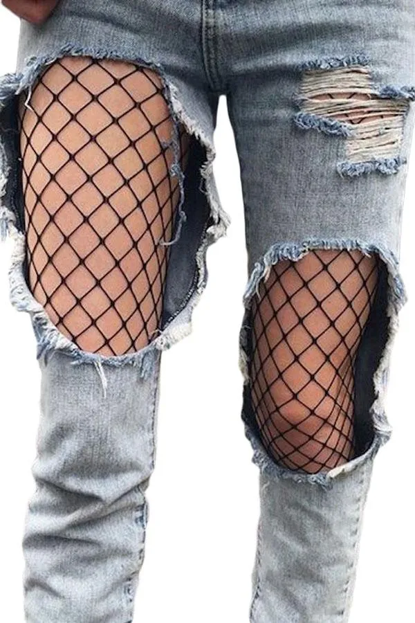 Black Fishnet High Waist Pantyhose