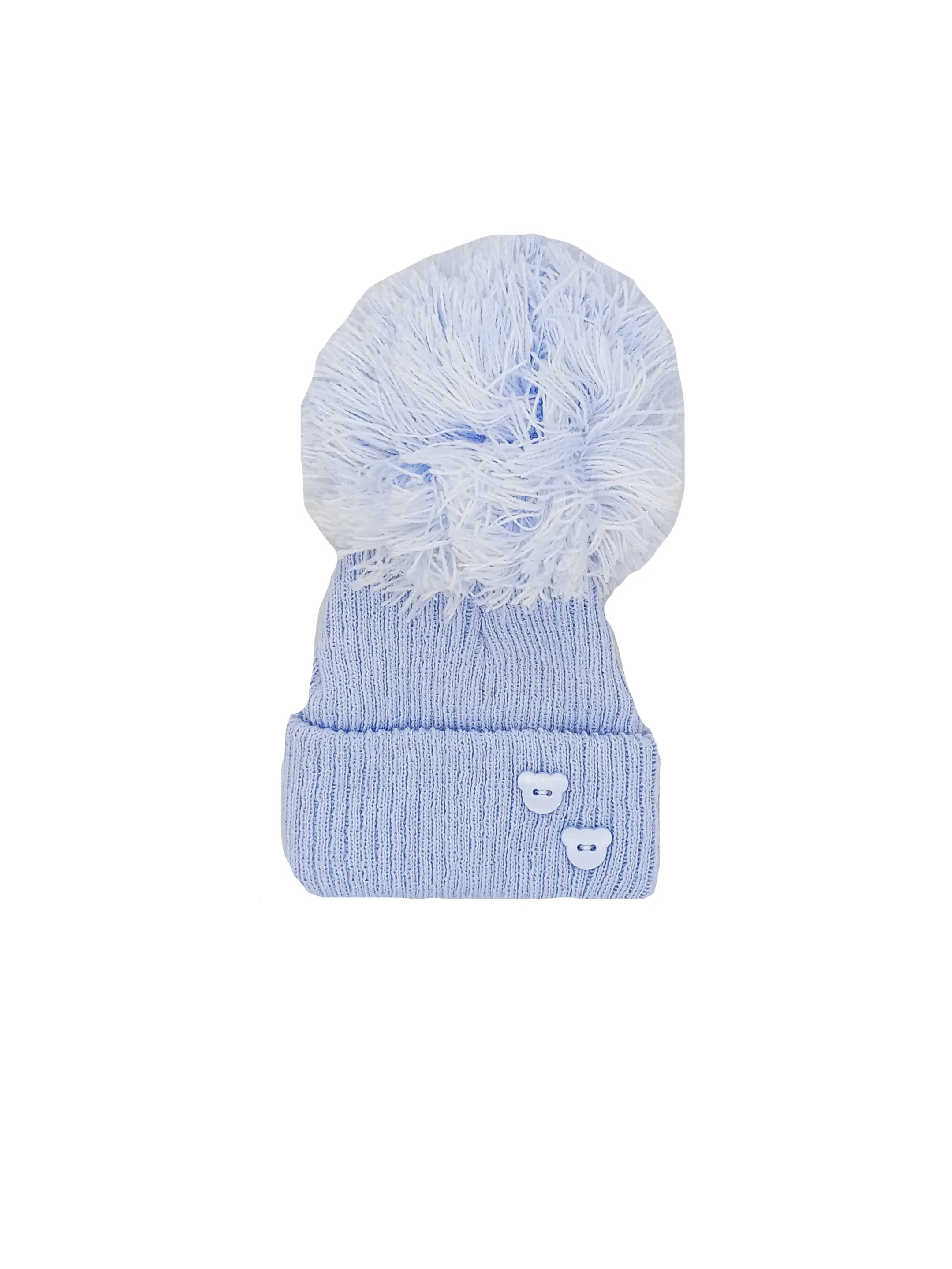 Blue Knitted Pom Pom Hat