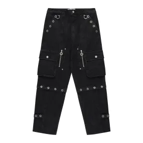 BOLT EYELET RELAXED DENIM JEANS - CHARCOAL BLACK