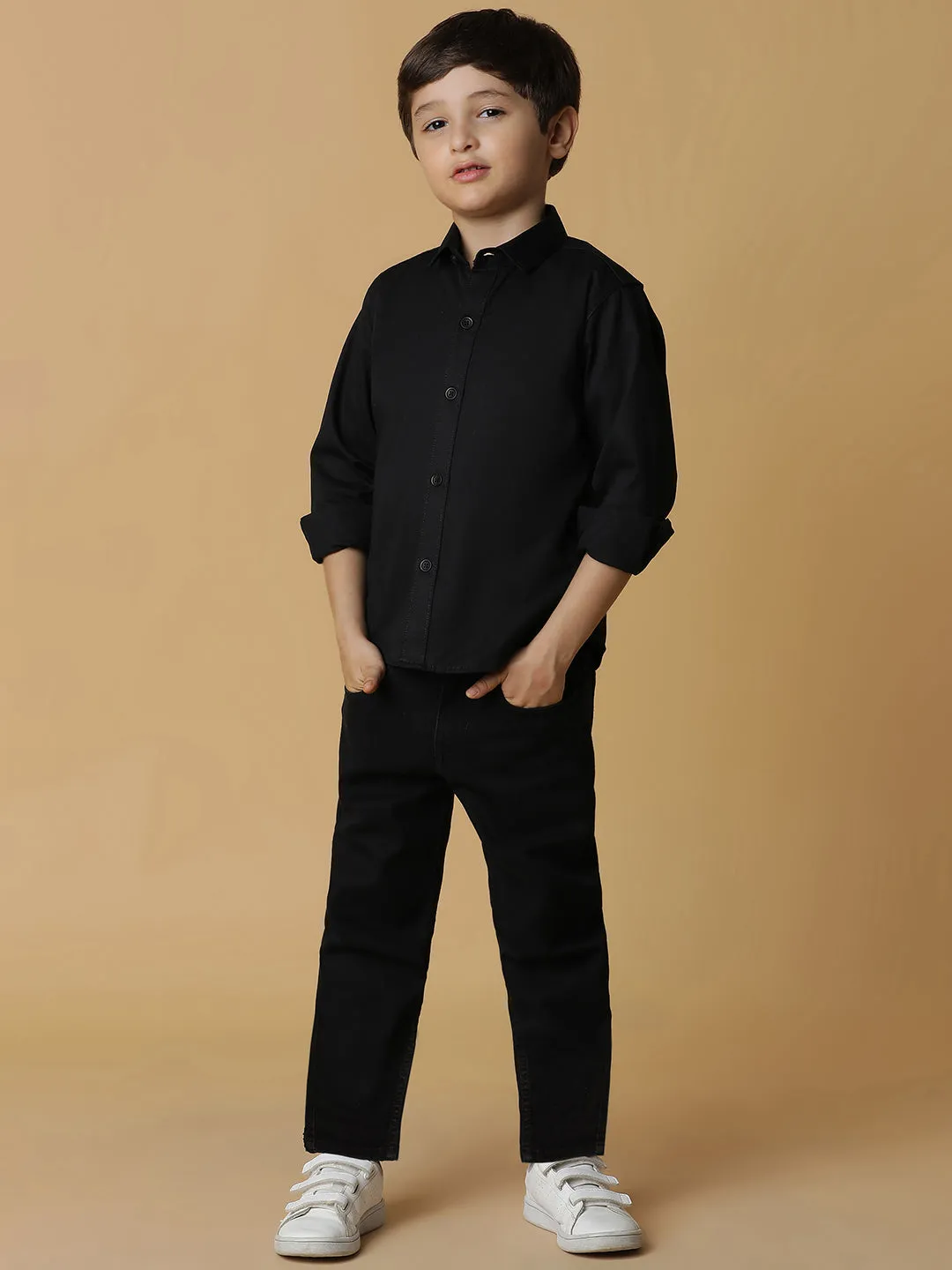 Boys Jet Black Slim Fit Stretchable Denim Jeans