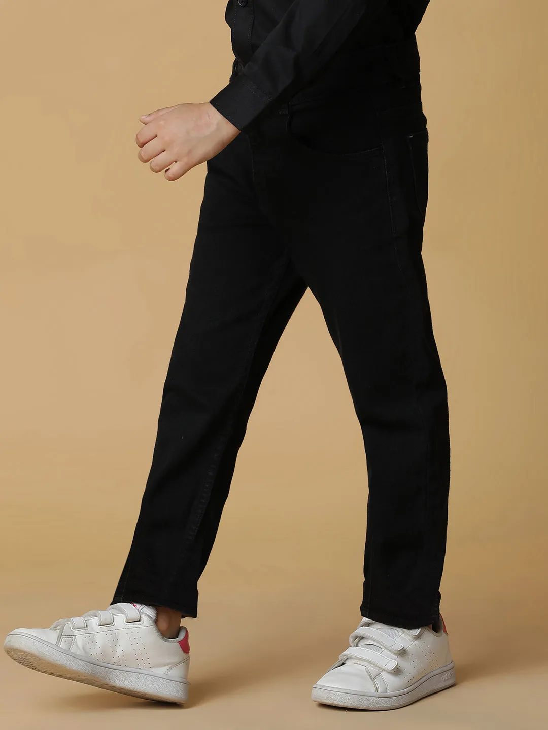 Boys Jet Black Slim Fit Stretchable Denim Jeans