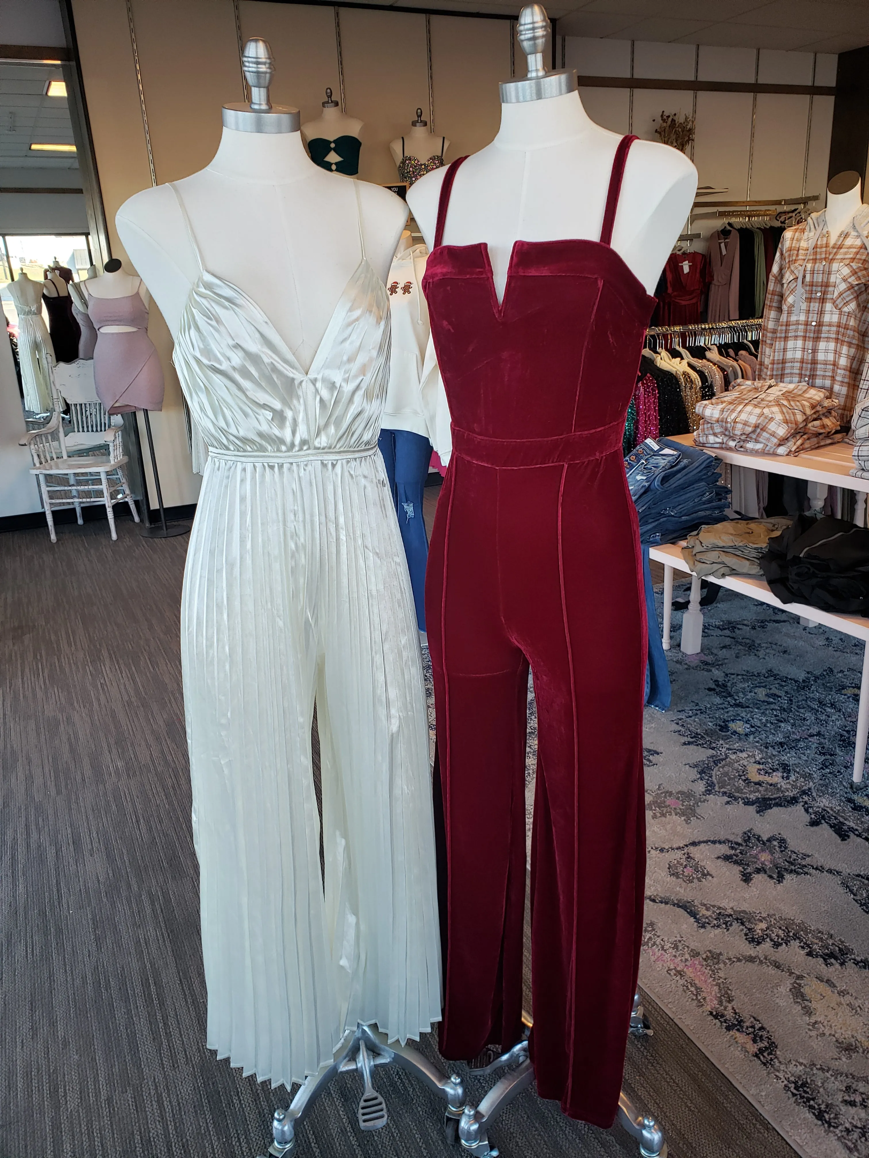 Burgundy Velvet Jumpsuit