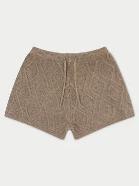 CABLE KNITTED SHORTS - BROWN