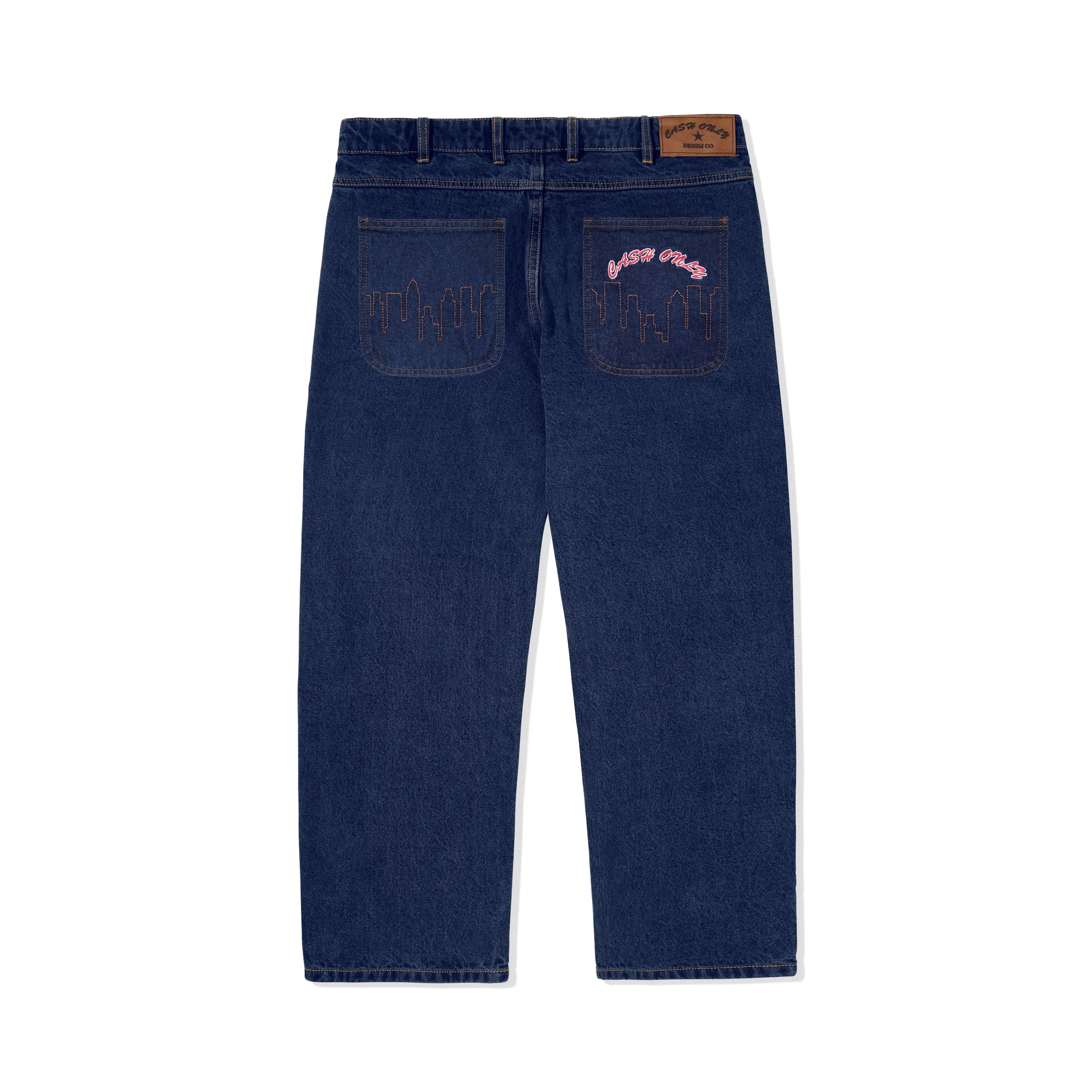 Cash Only Logo Baggy Denim Jeans - Raw Indigo