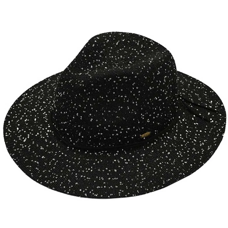 C.C Knitted Panama Hat with Sequins