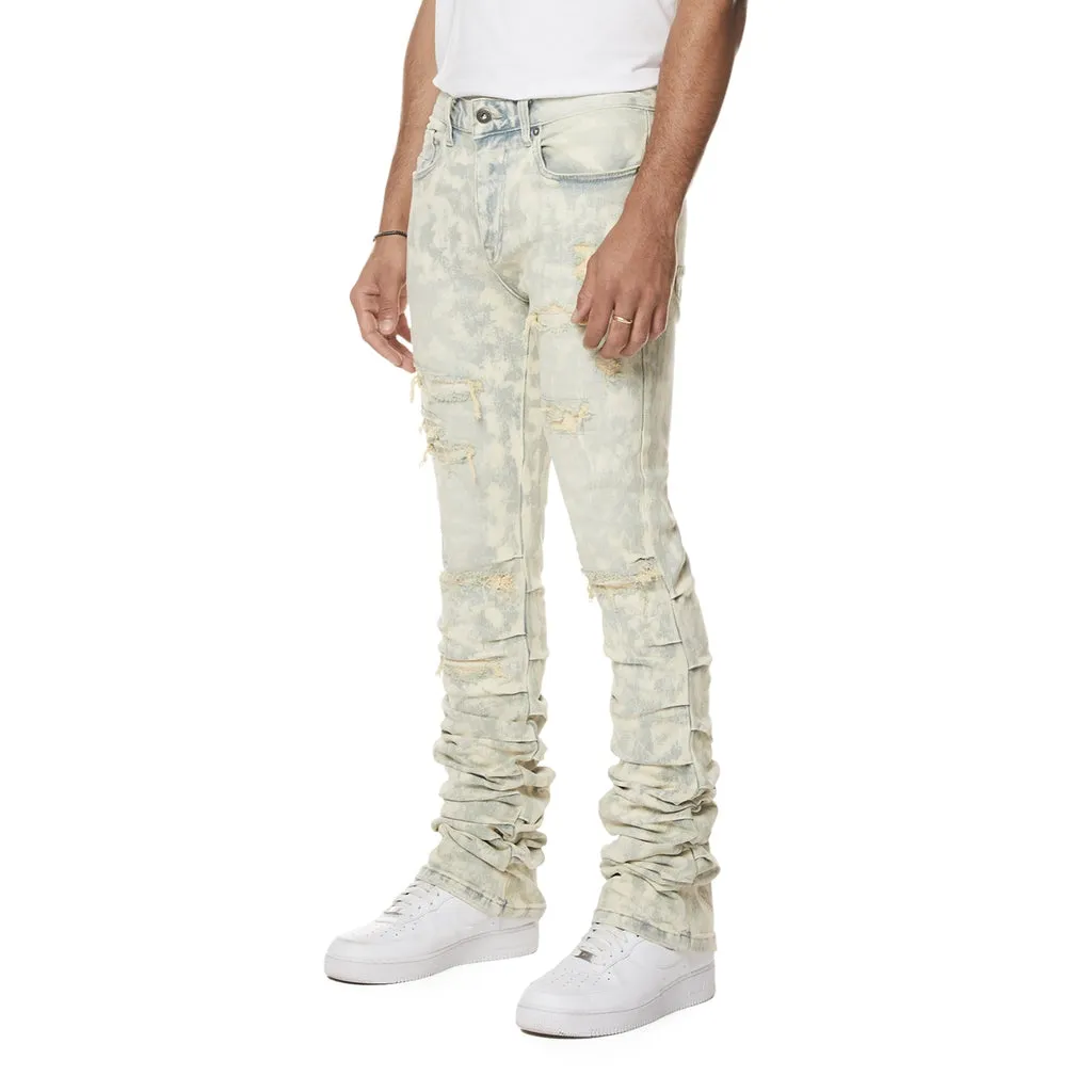 Colored Lazy Stacked Lazy Stacked Flared Denim Jeans - Seafoam