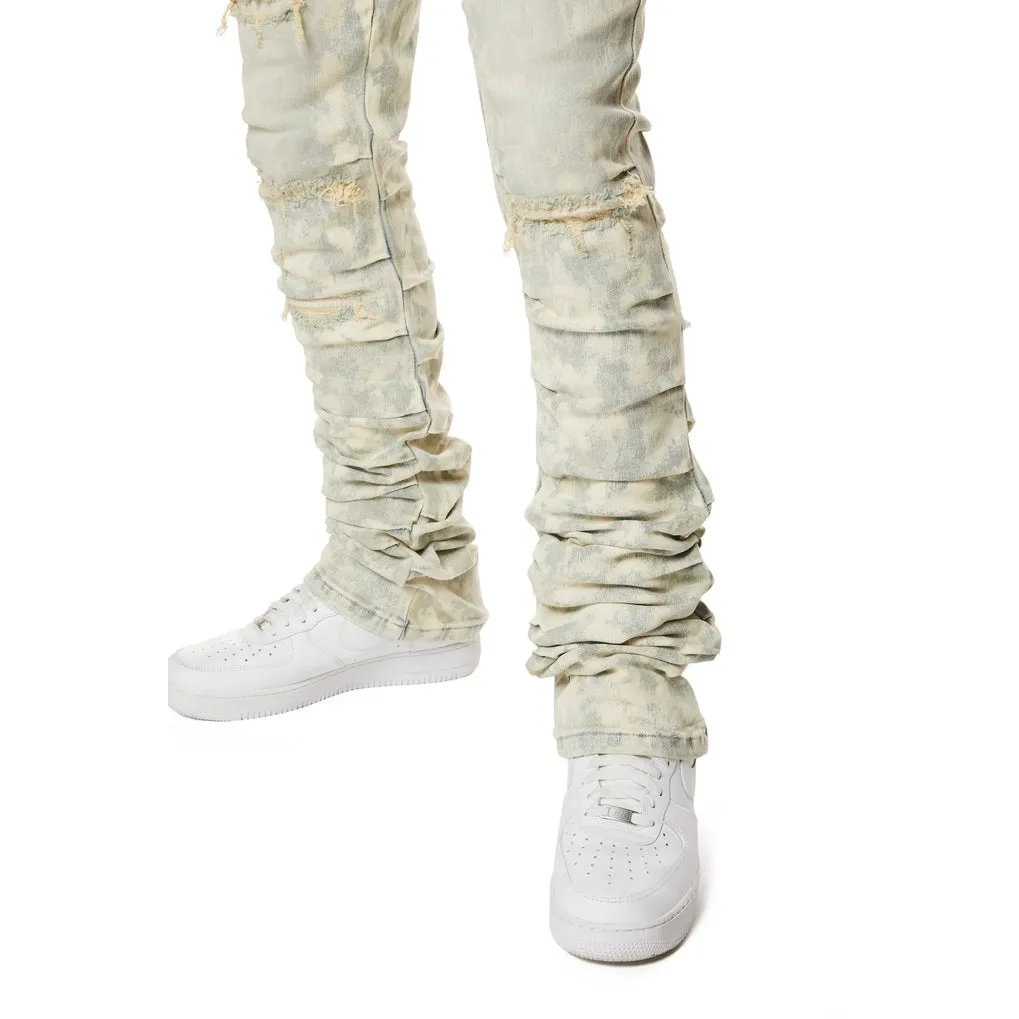 Colored Lazy Stacked Lazy Stacked Flared Denim Jeans - Seafoam