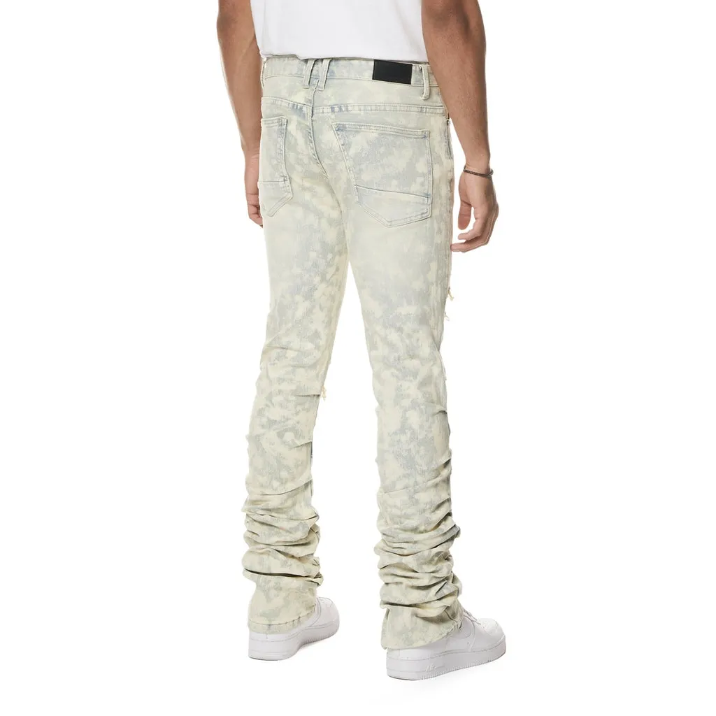 Colored Lazy Stacked Lazy Stacked Flared Denim Jeans - Seafoam