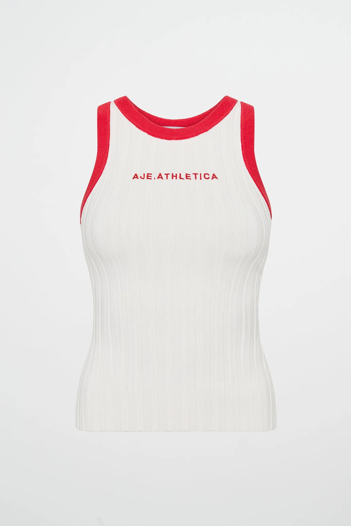 Contrast Knitted Logo Tank 108