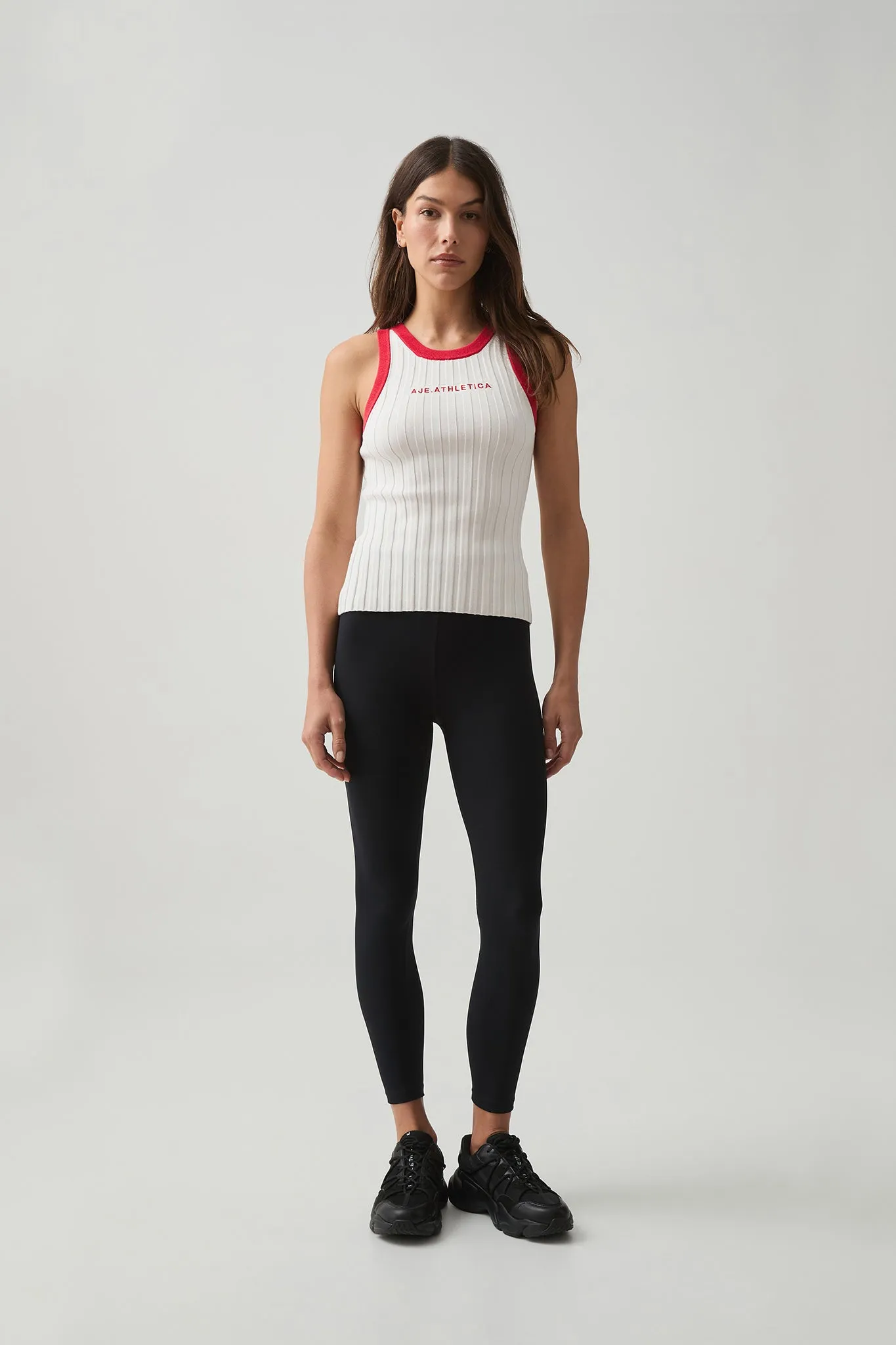 Contrast Knitted Logo Tank 108