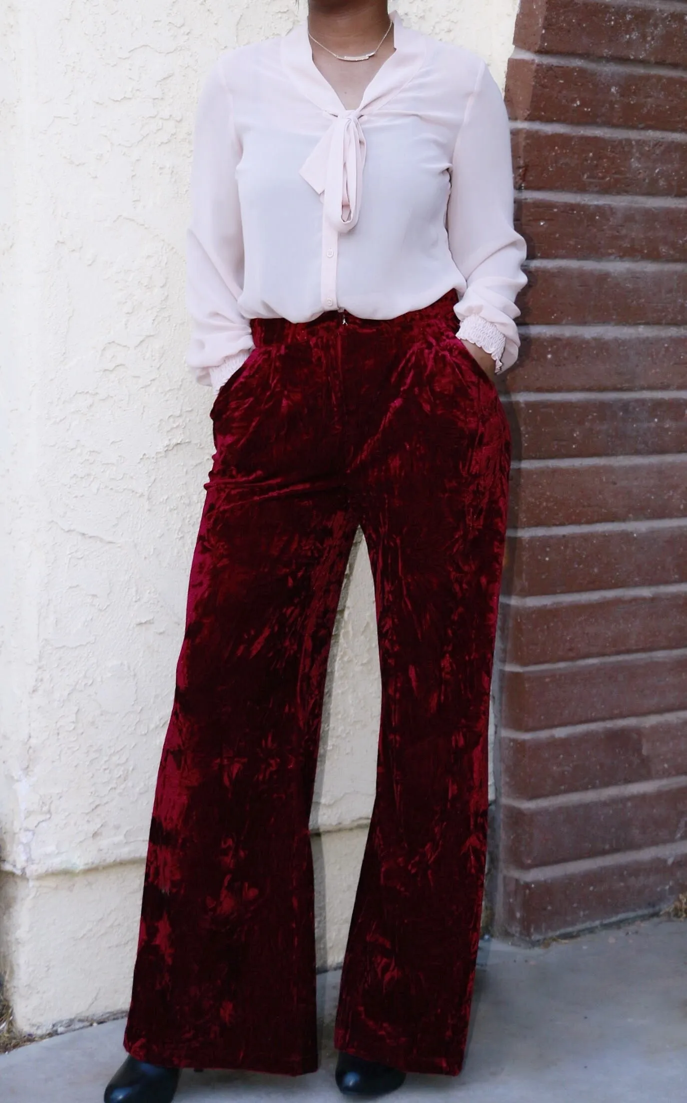 Cranberry Crush Velvet Pants