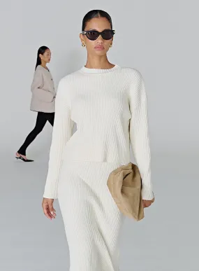 Cream Knitted Long Sleeve Jumper - Kassia