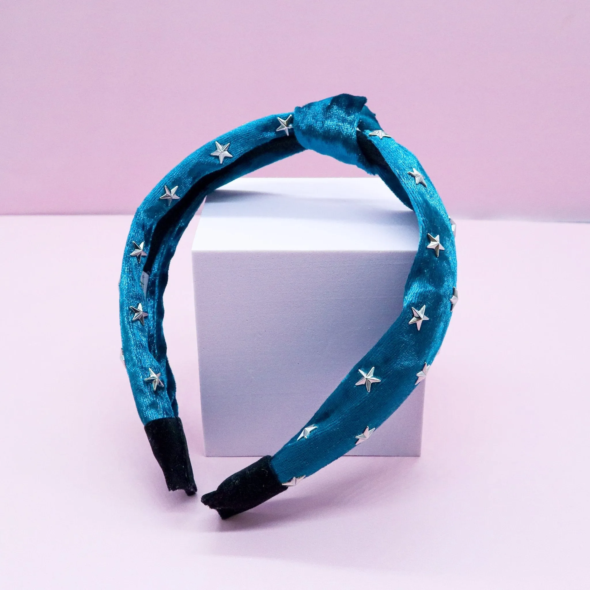 Crushed Velvet Knot Studded Star Headband