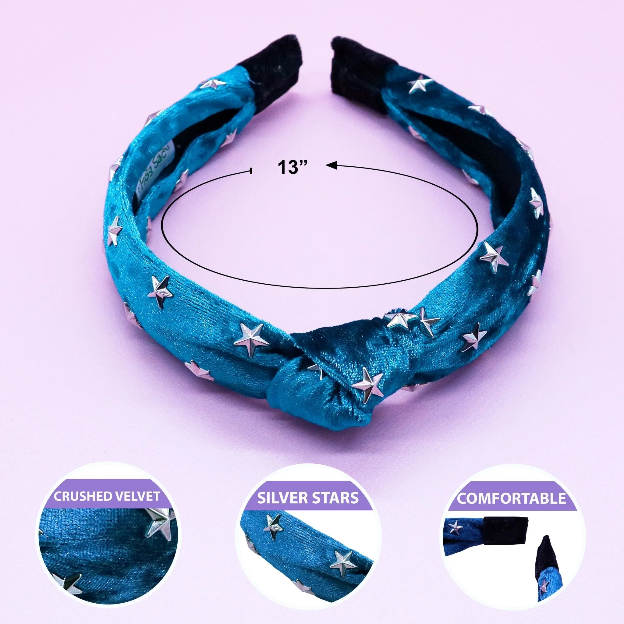 Crushed Velvet Knot Studded Star Headband