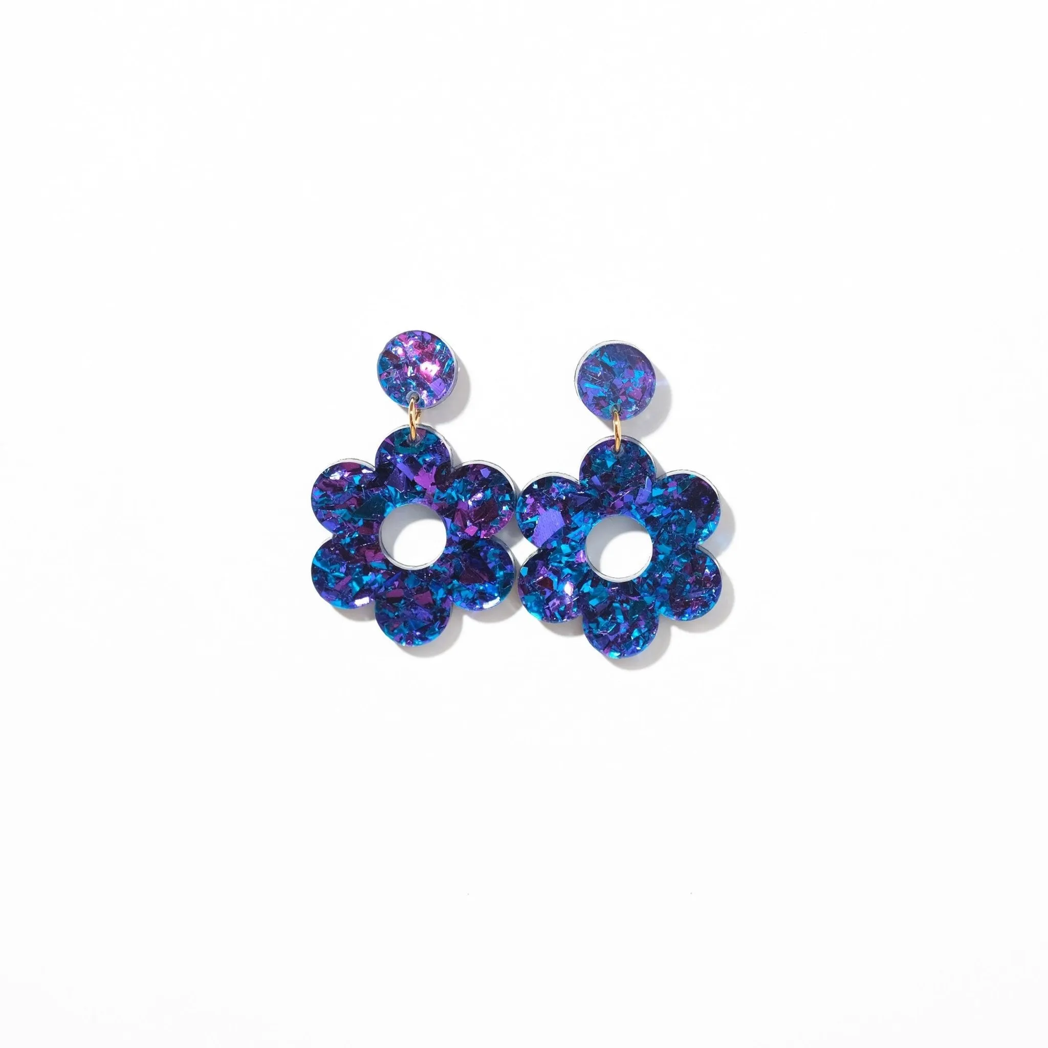 Daisy dangle earrings in Blue Velvet