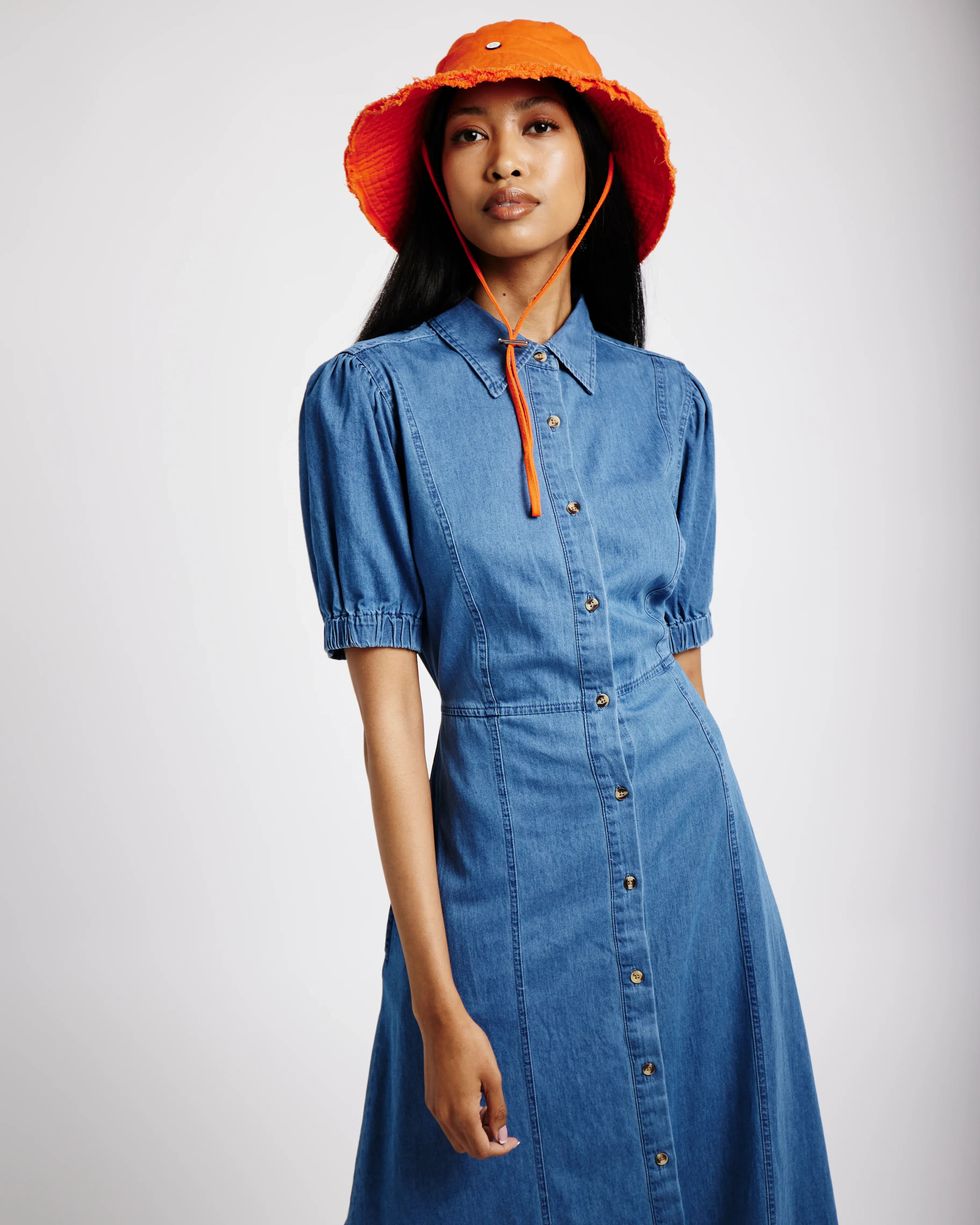 Denim Shirtdress in Denim