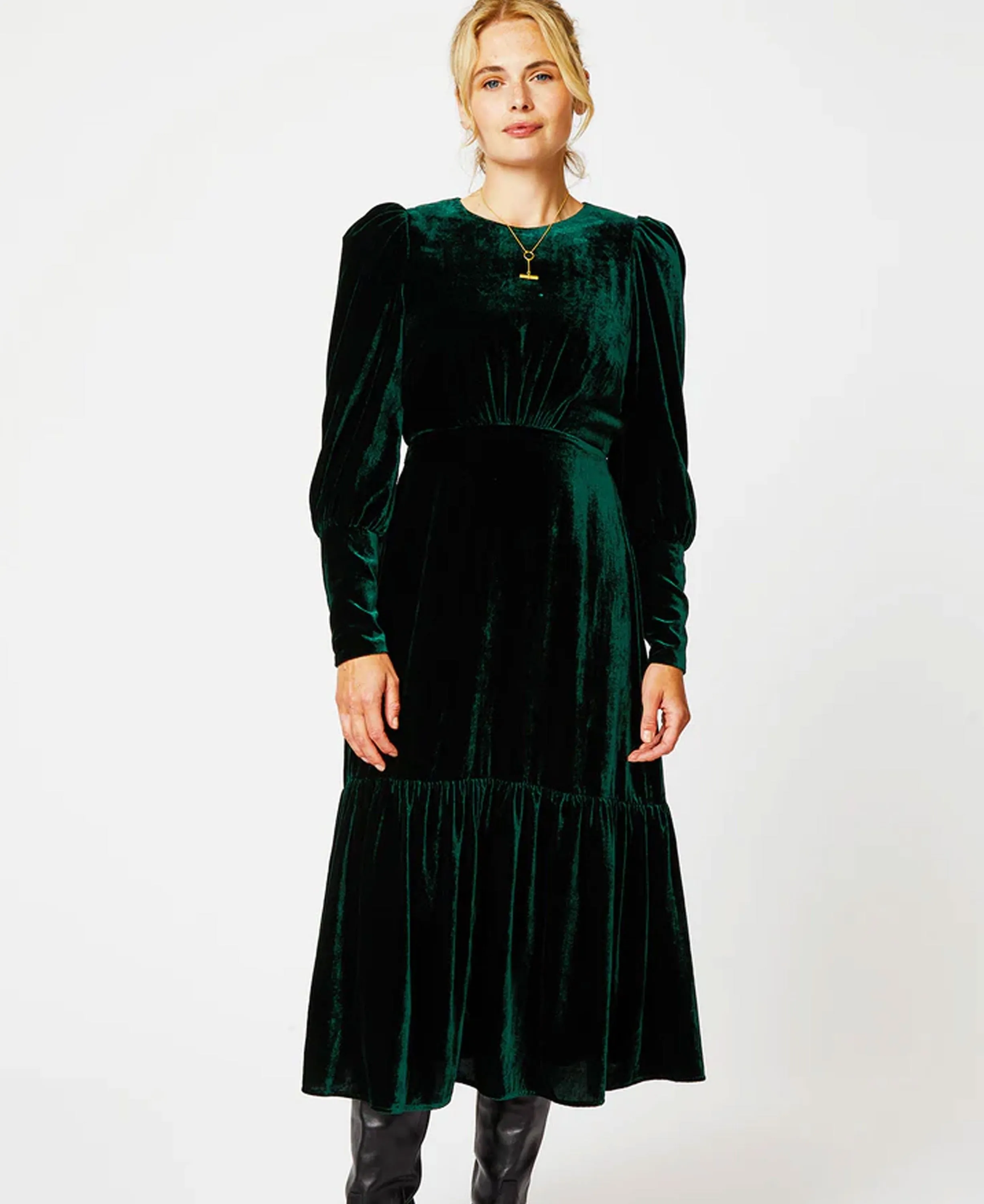 Esmee Velvet Dress - Emerald Green