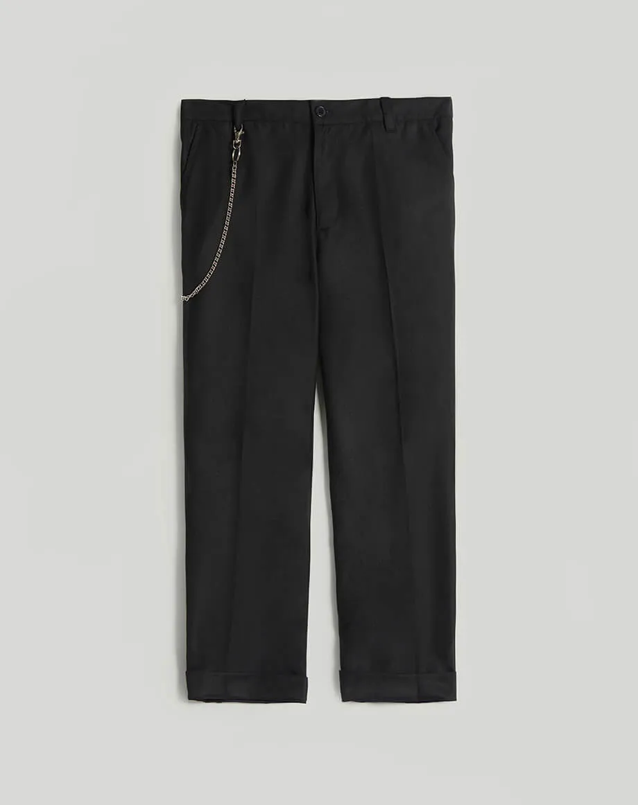 EXETER CROPPED TAPERED KEYCHAIN MENS TROUSERS | BLACK