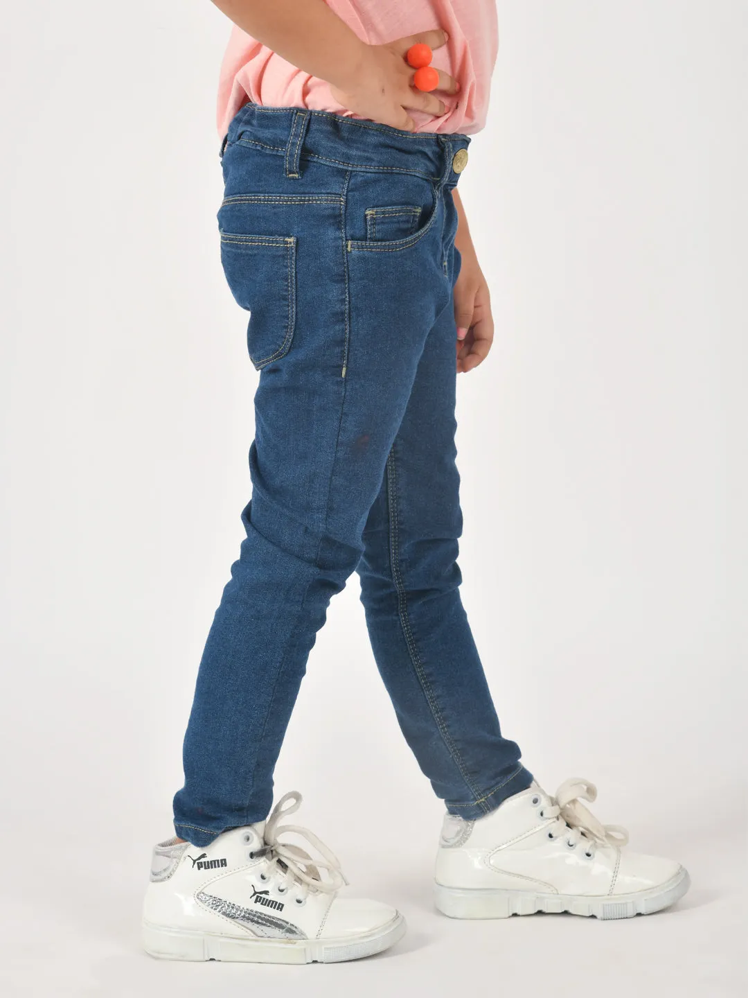 Girls Mid Blue Denim Jeans