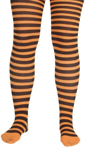 Halloween Striped Pantyhose Black Orange One-Size Novelty Adult