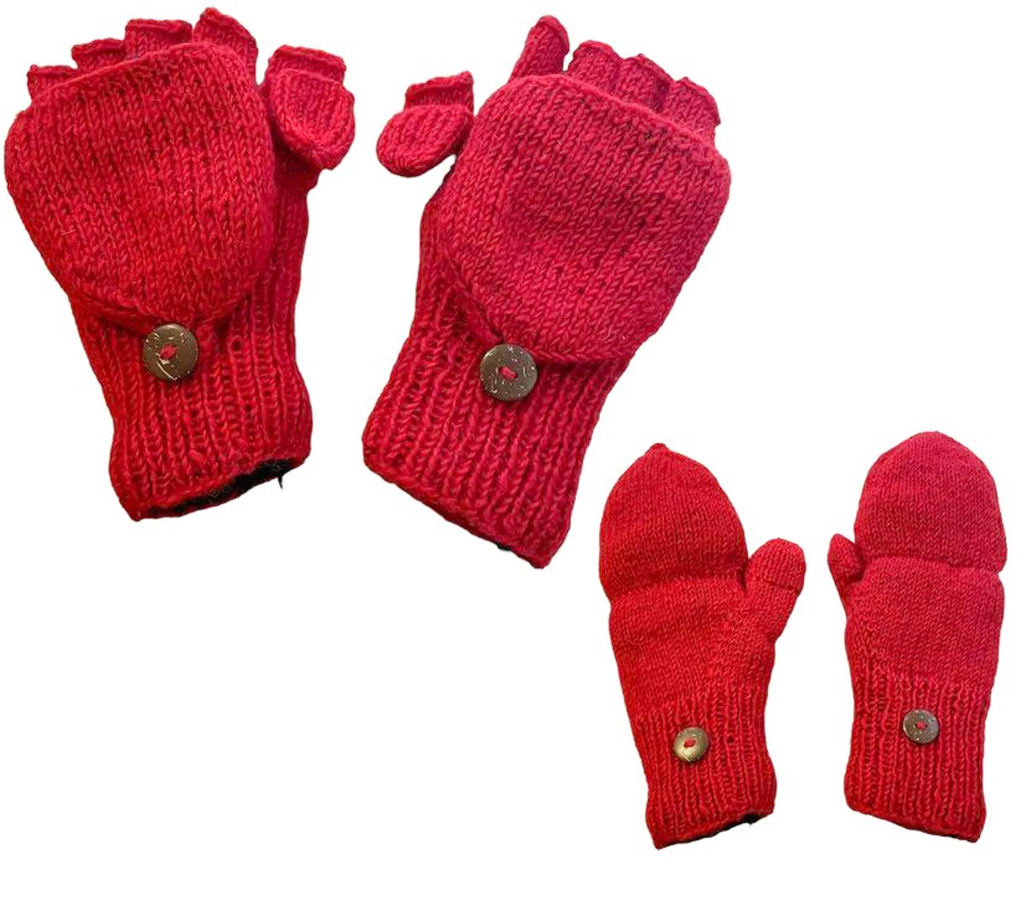 Hand Knit Convertible Merino Wool Gloves/Mittens