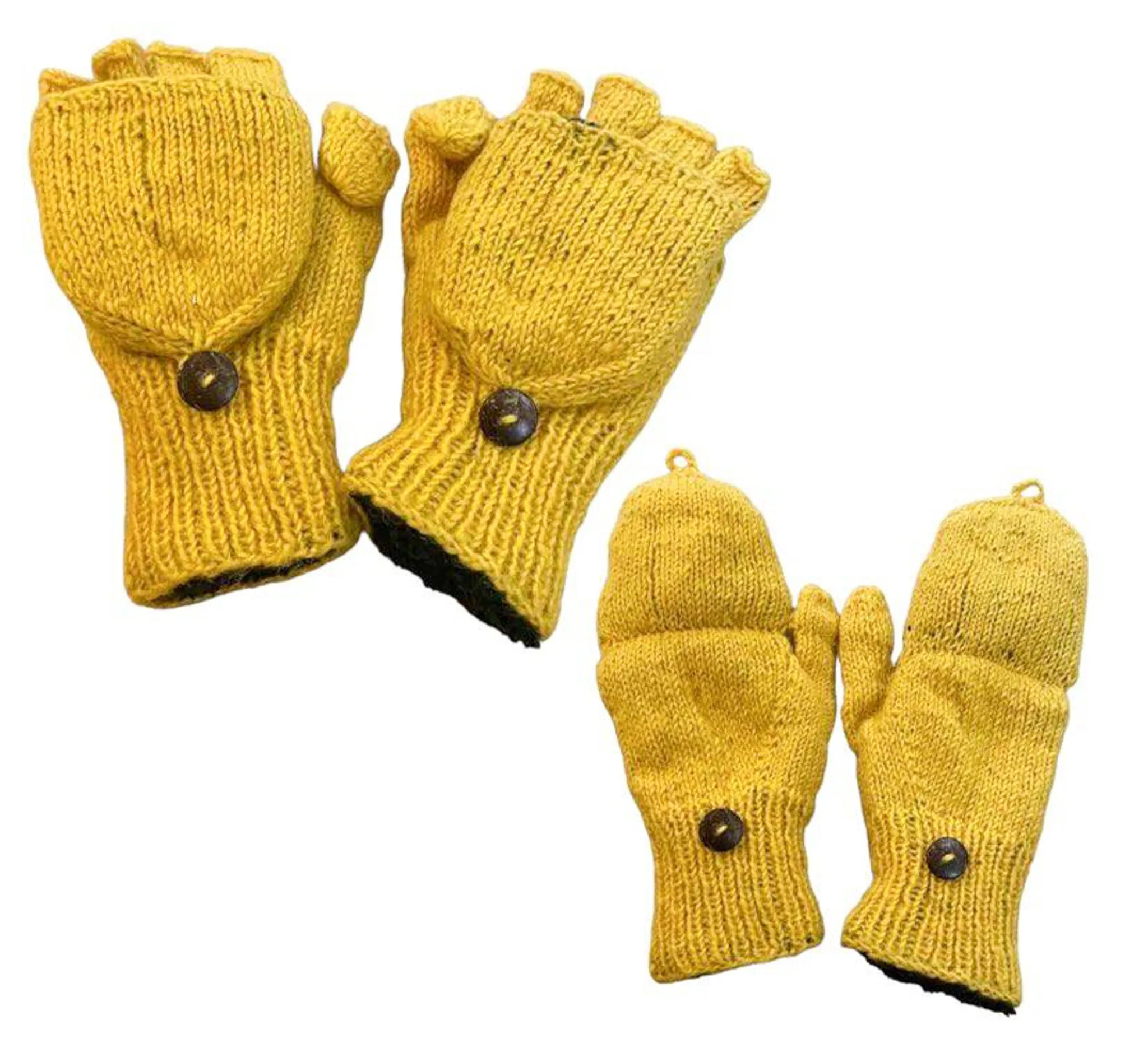 Hand Knit Convertible Merino Wool Gloves/Mittens