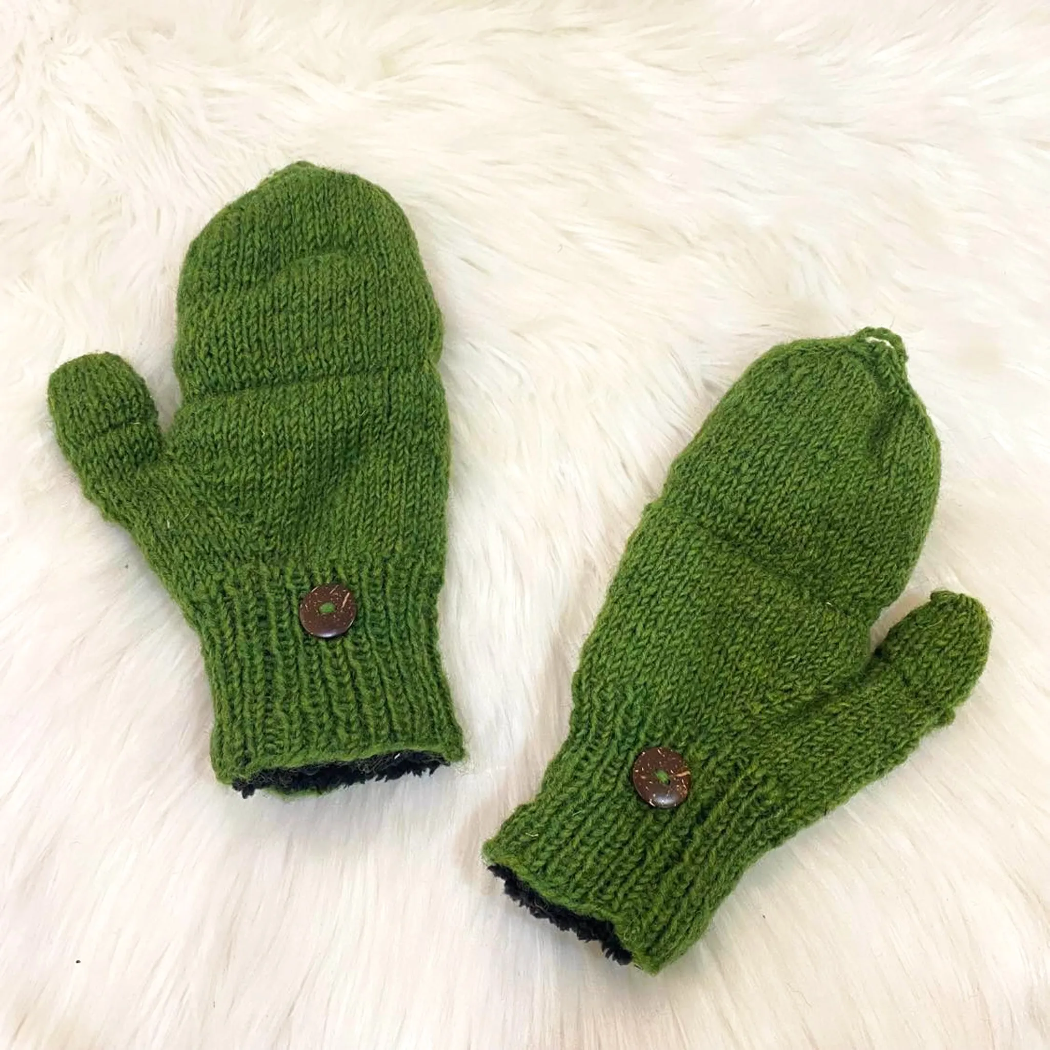 Hand Knit Convertible Merino Wool Gloves/Mittens