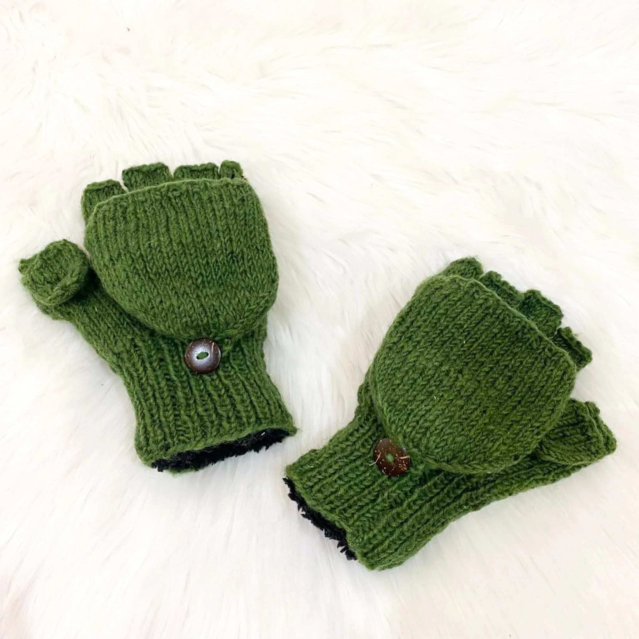 Hand Knit Convertible Merino Wool Gloves/Mittens