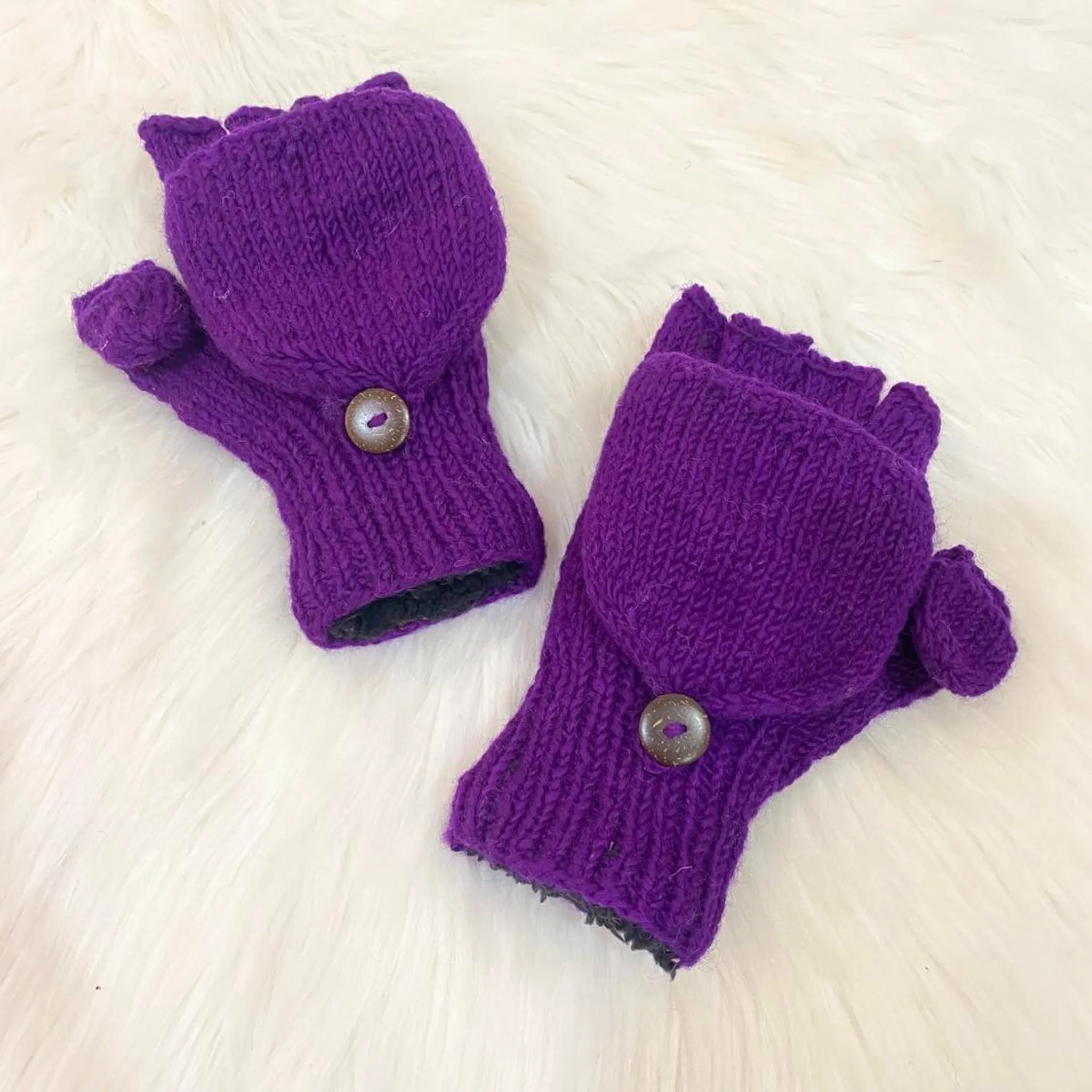 Hand Knit Convertible Merino Wool Gloves/Mittens