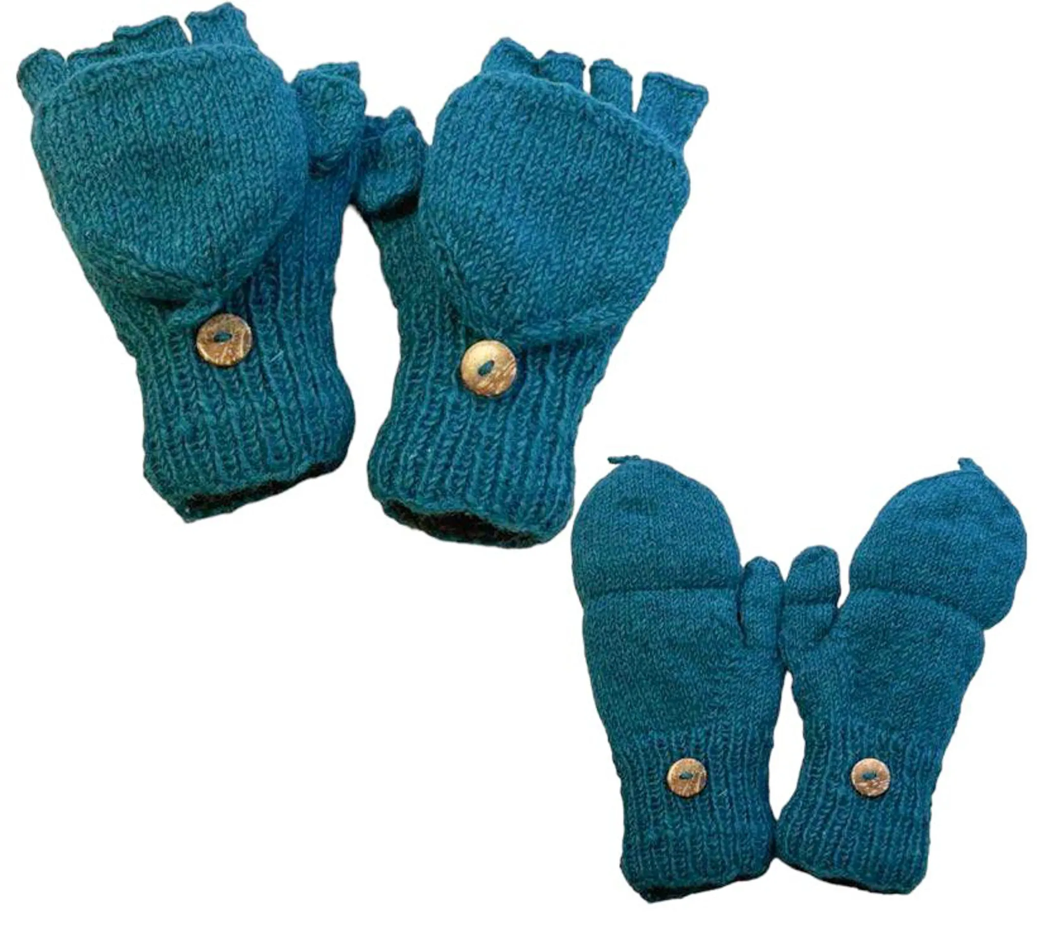 Hand Knit Convertible Merino Wool Gloves/Mittens