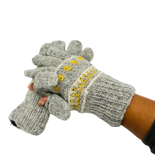 Hand Knit Merino Wool Multi Color Unisex Gloves