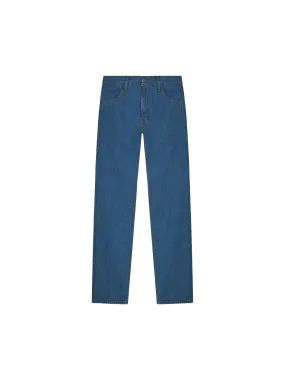 Hemp Denim Straight-Leg Jeans—mid wash