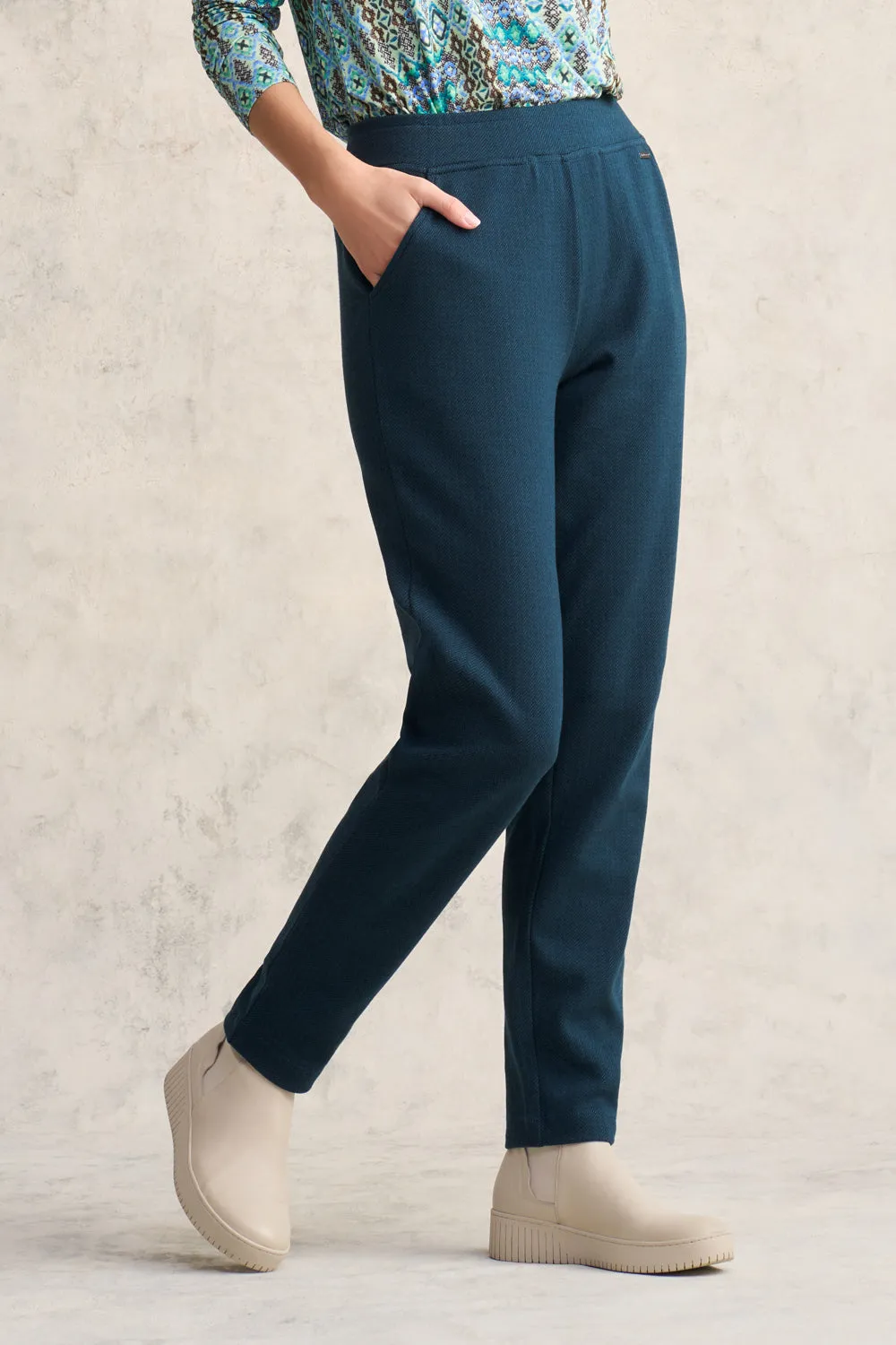 Herringbone Leisure Pant - Teal