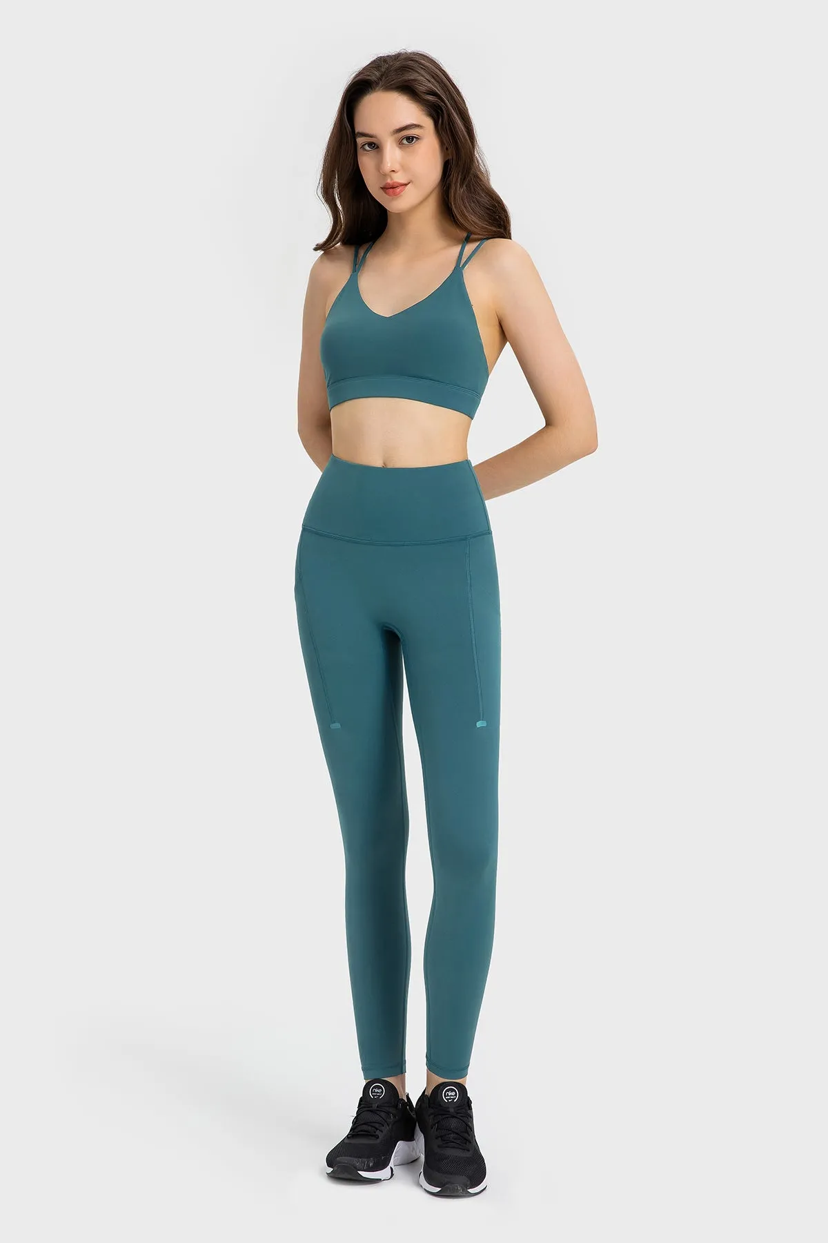 High-Waisted Compression Leggings with Side Pockets