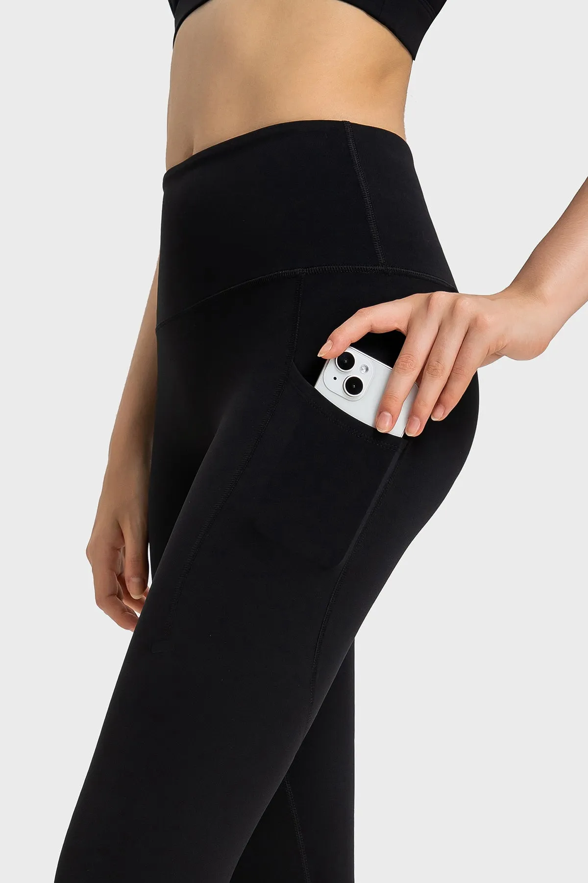 High-Waisted Compression Leggings with Side Pockets