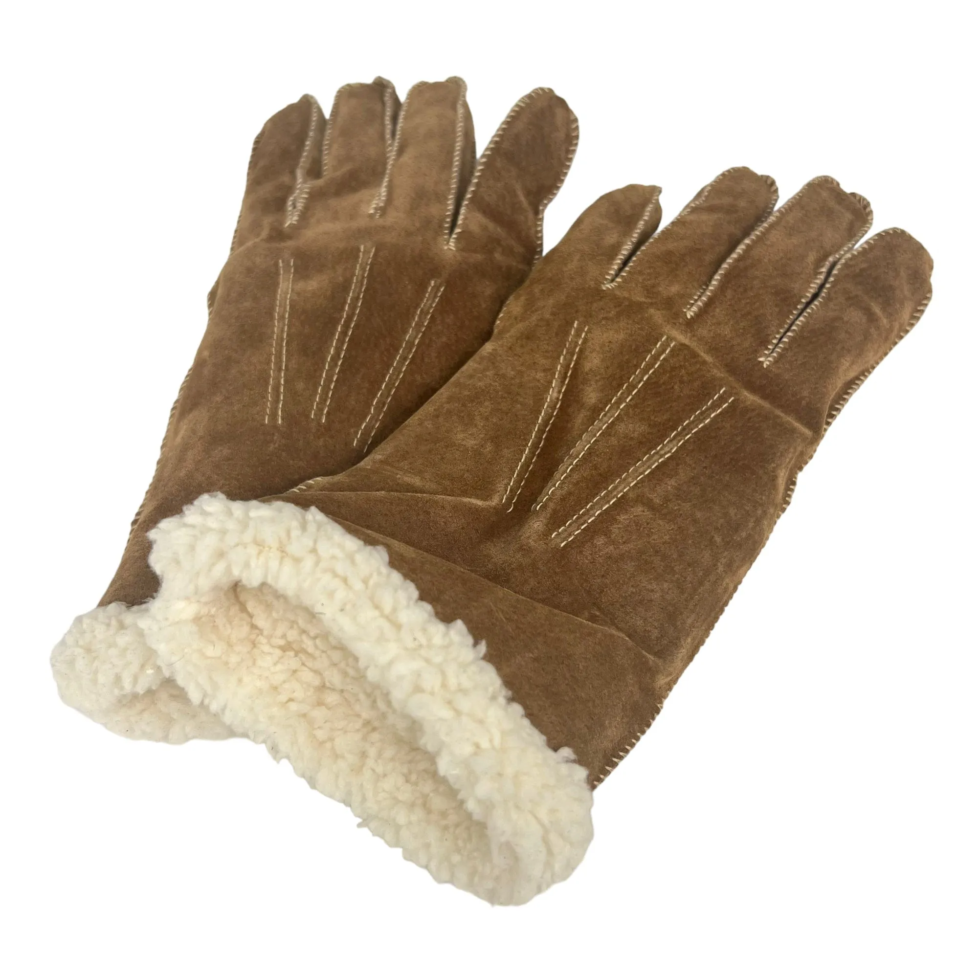 ISOTONER Suede Leather Sherpa Lined Gloves - Brown New w/Tags