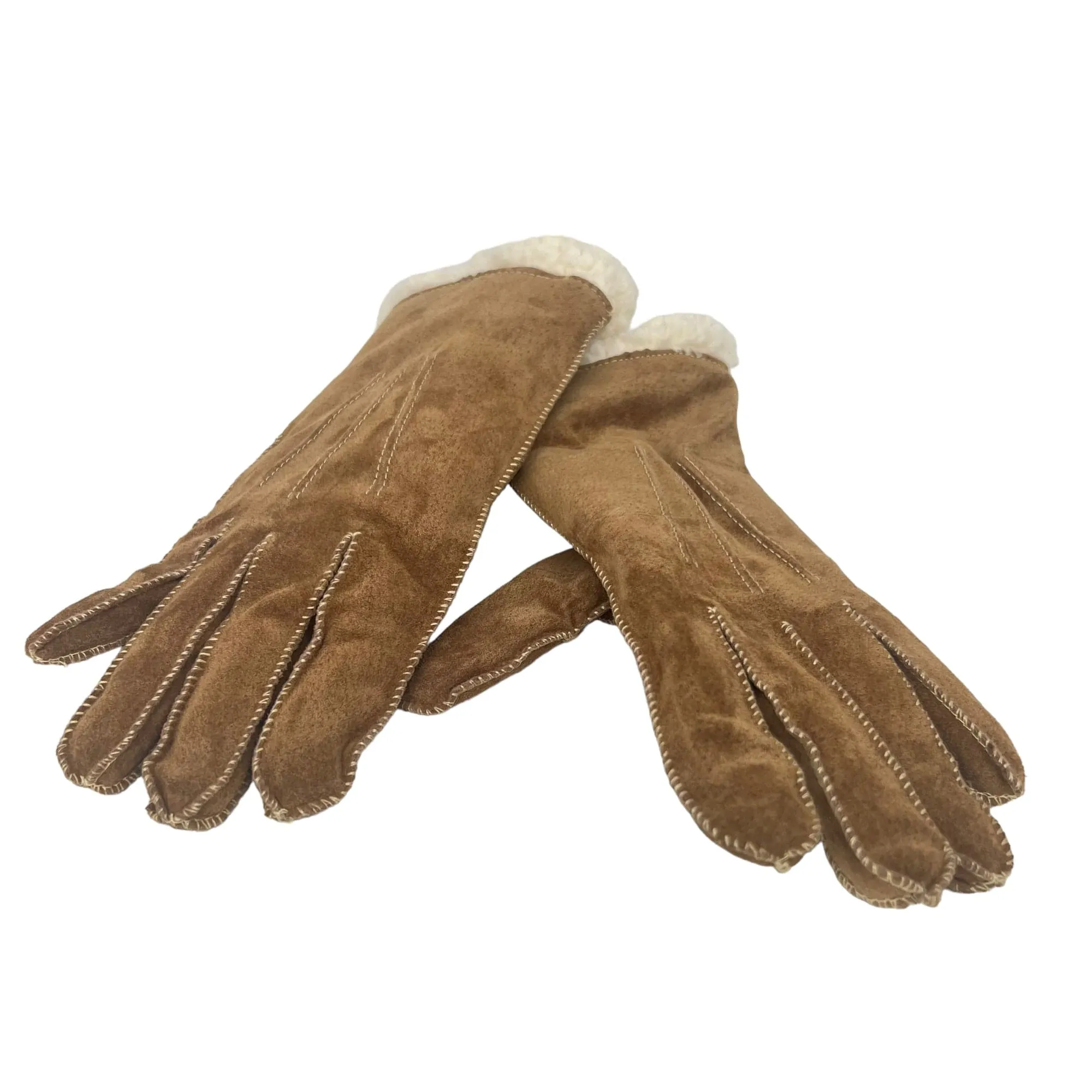 ISOTONER Suede Leather Sherpa Lined Gloves - Brown New w/Tags