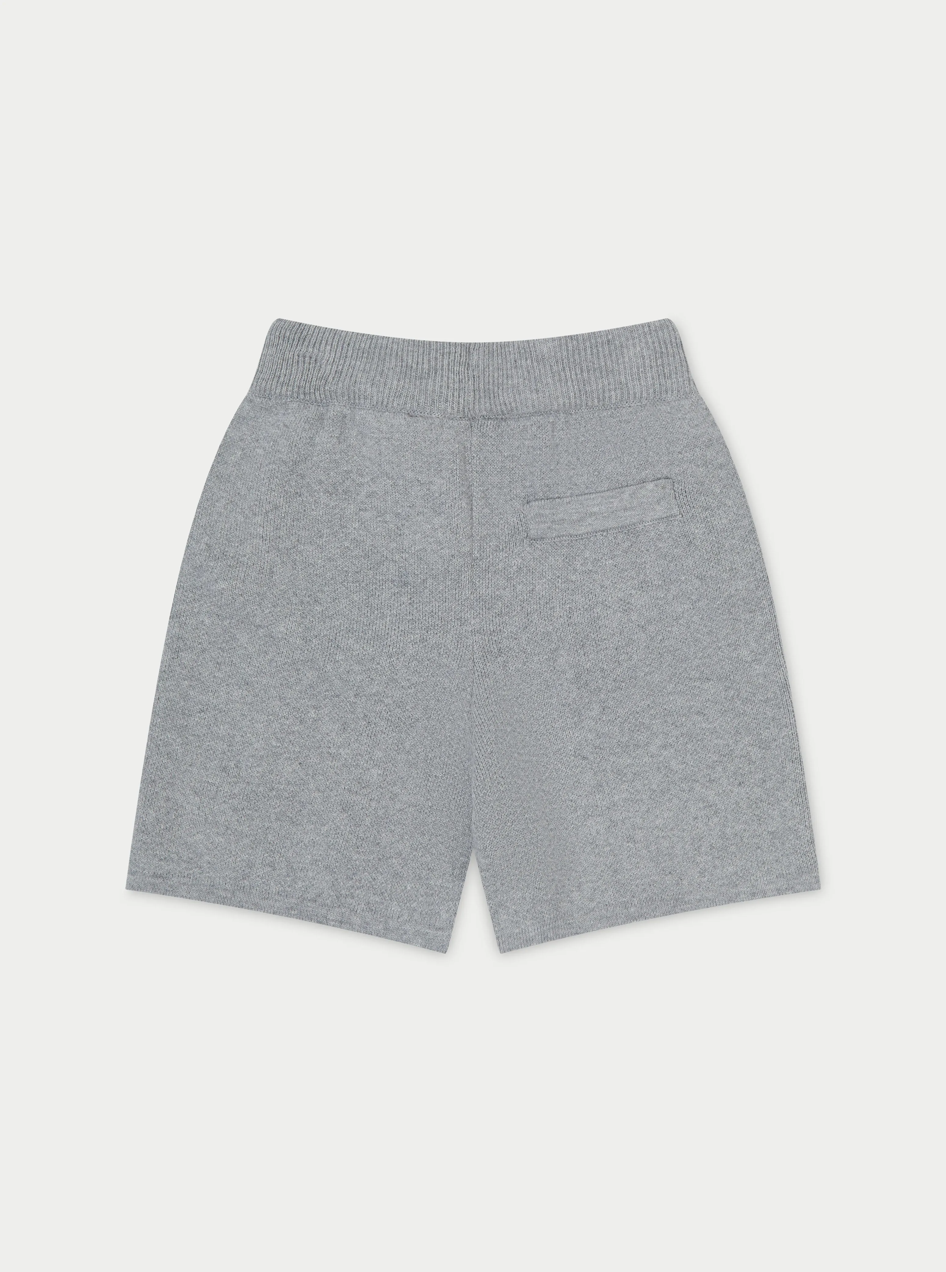 KIDS KNITTED EMBLEM SHORTS - GREY MARL