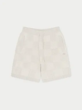 KNITTED CHECKERBOARD SHORTS - GREY