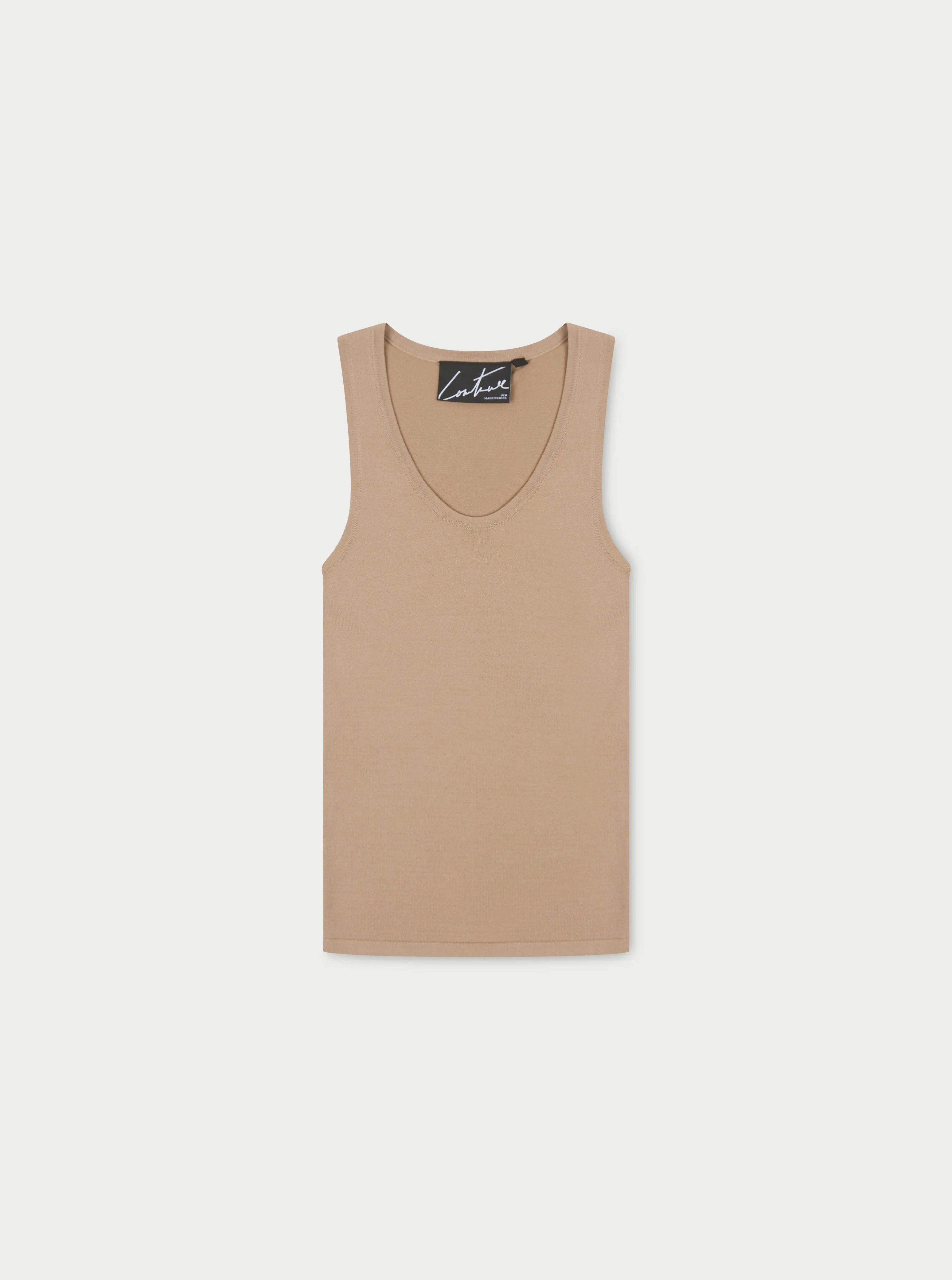 KNITTED LOGO RACER VEST - BEIGE